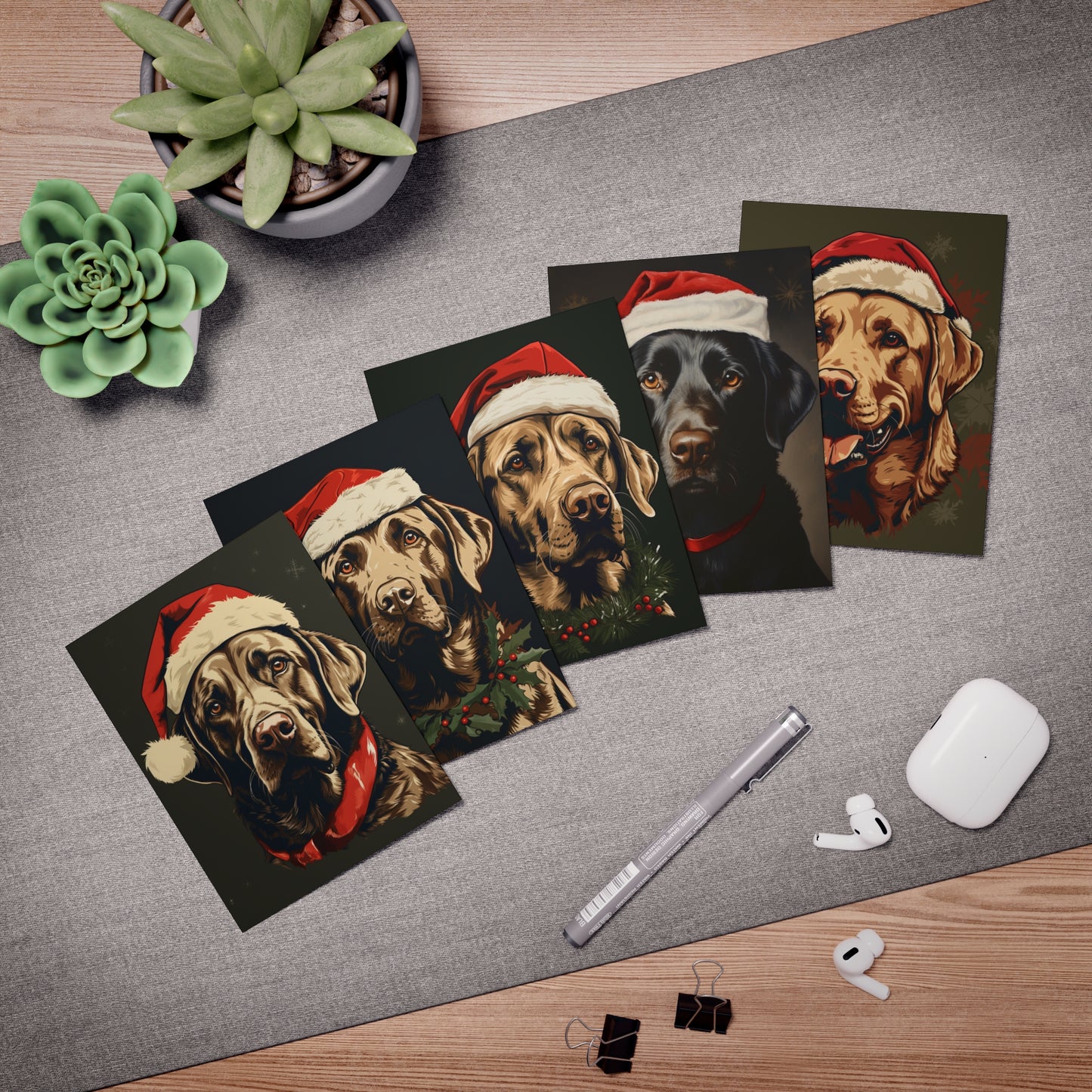 Lab Christmas Card 5-Pack (Blank Inside)