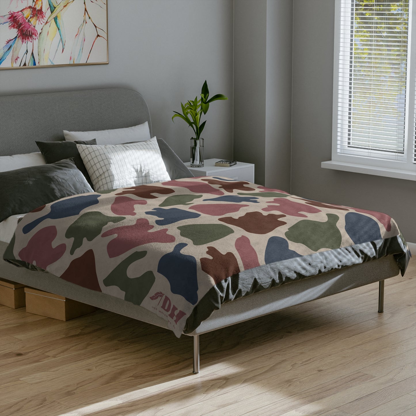 Old School Camo Fleece Blanket in Coastal 80"x60"