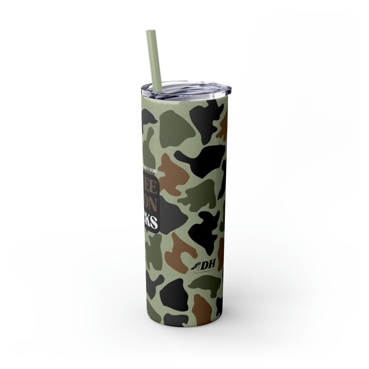 Coffee, Bacon & BUCKS Skinny Tumbler with Straw (Multiple Colors)