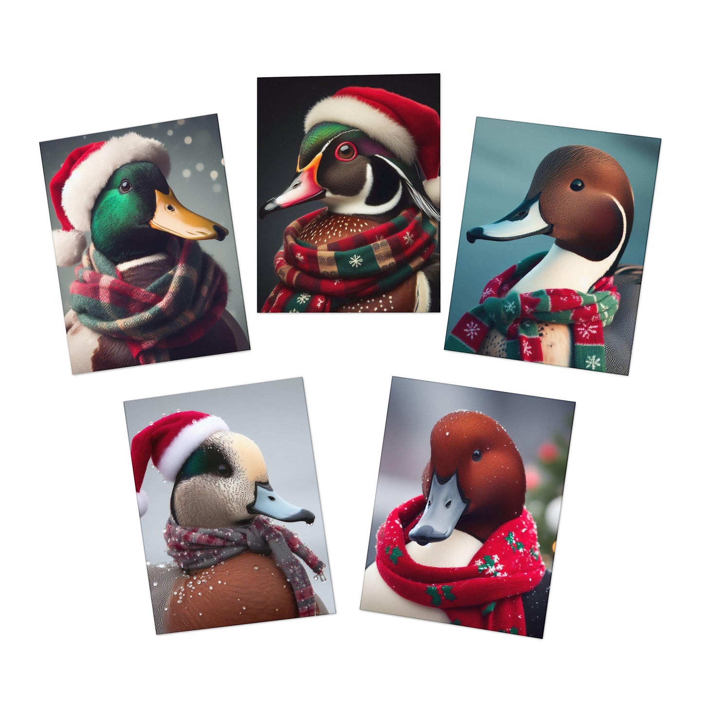 Duck Christmas Card 5-Pack (Blank Inside)