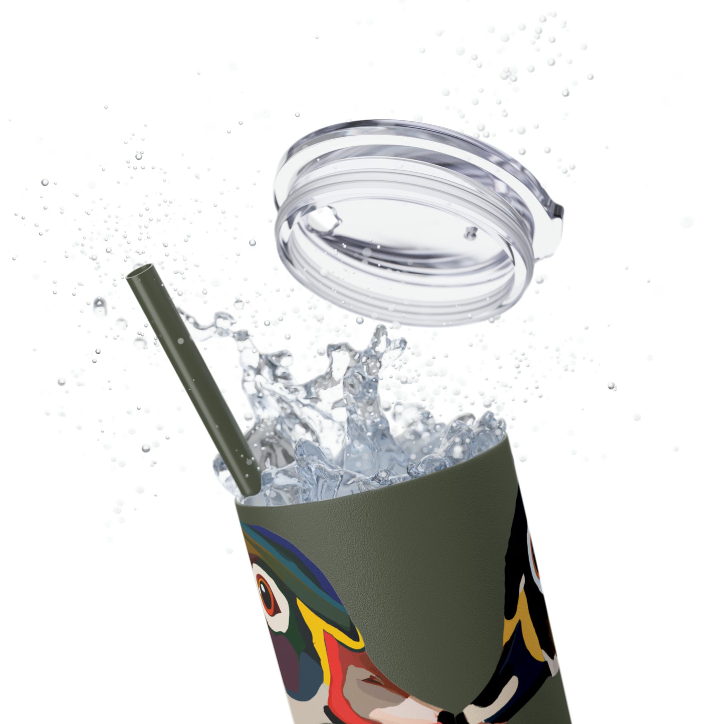 Woodie Drake & Hen Skinny Tumbler with Straw (Multiple Colors)