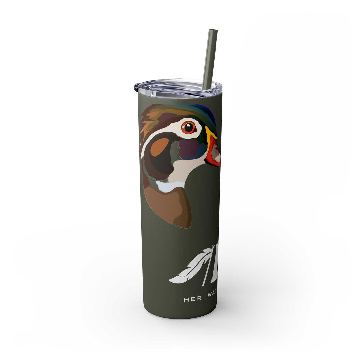 Woodie Drake & Hen Skinny Tumbler with Straw (Multiple Colors)