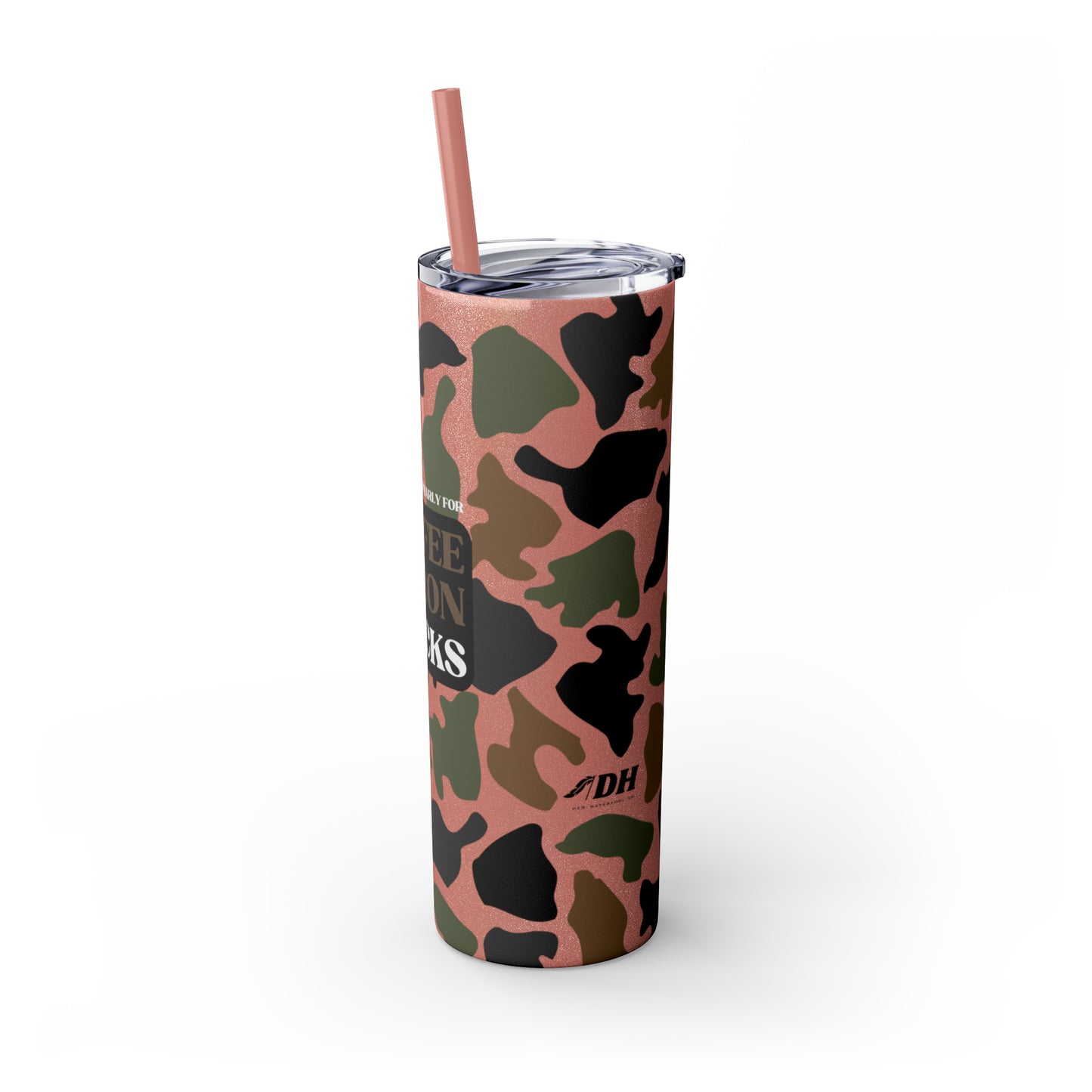 Coffee, Bacon & BUCKS Skinny Tumbler with Straw (Multiple Colors)